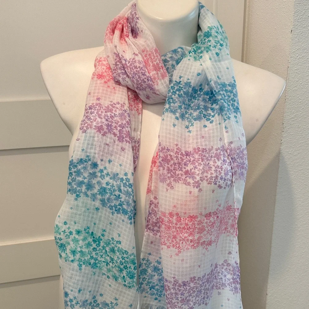 Talbots Pastel Floral Colorful Scarf